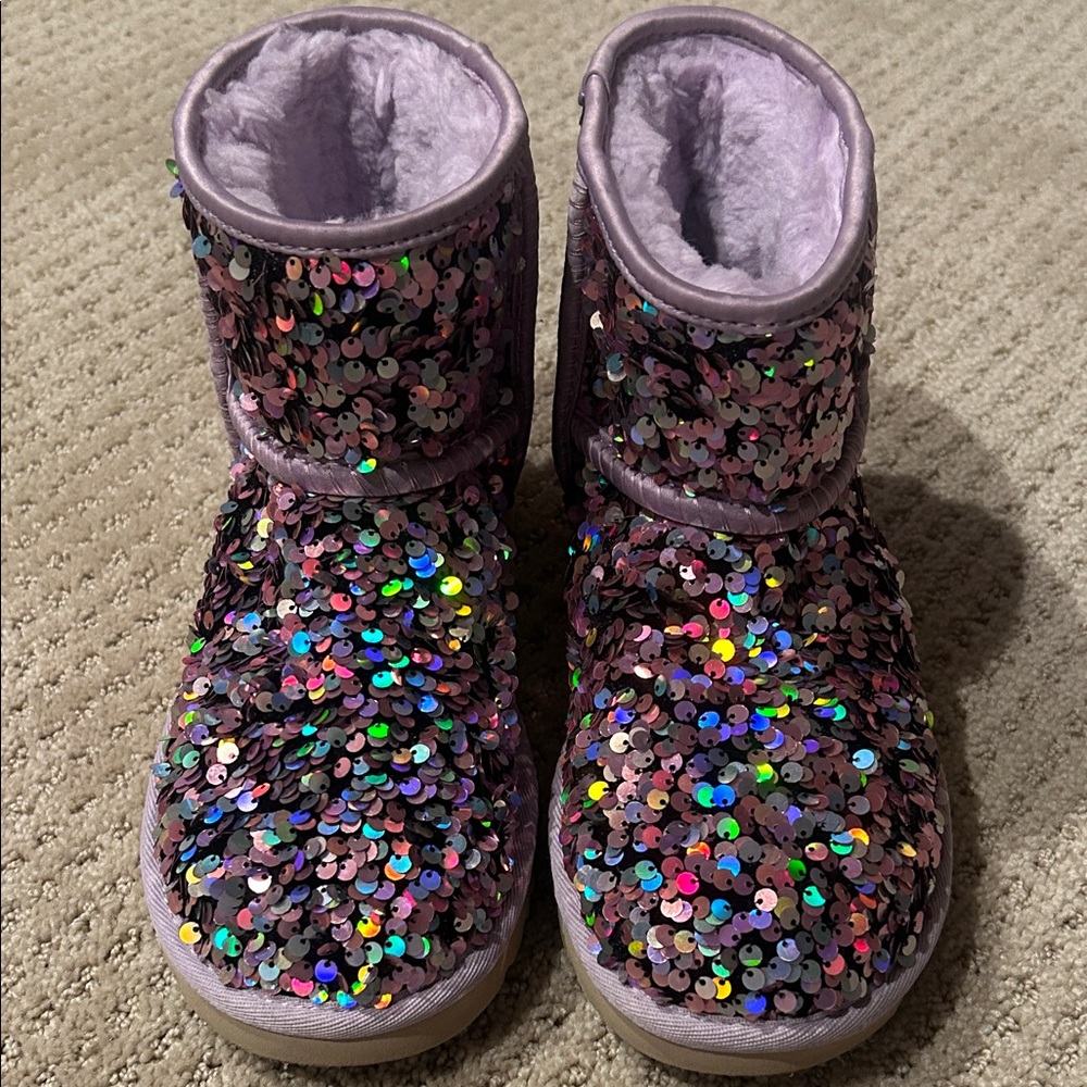 UGG Multicolor/purple Sequin Boots - girls 5 - Picture 2 of 5